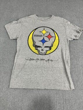 Pittsburgh Steel In Your Face Graphic Gray T-Shirt Mens S
